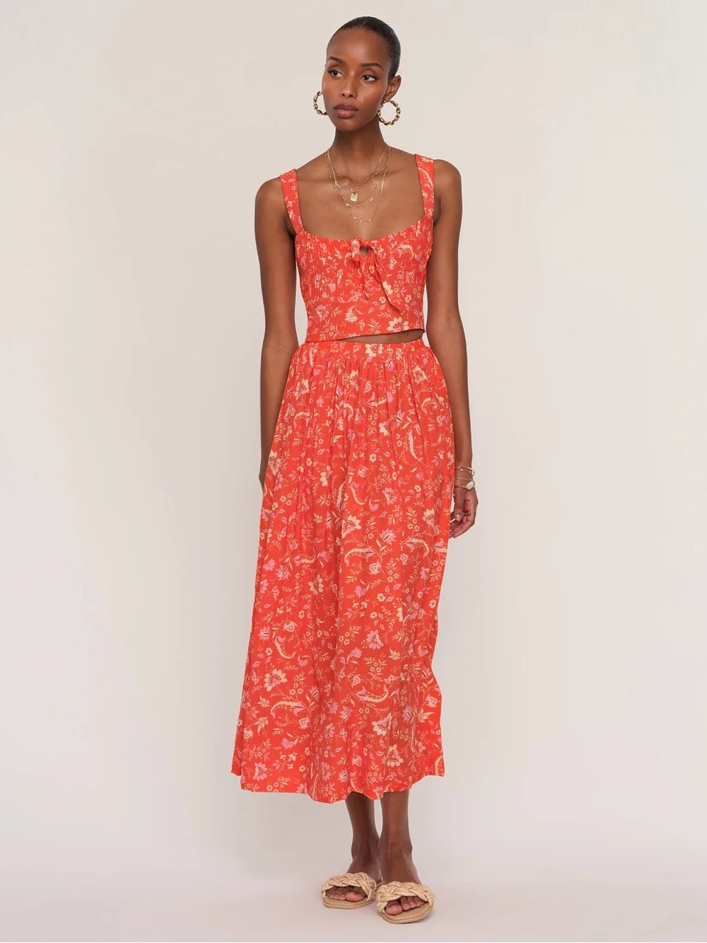 Heartloom Orange Floral Maxi Skirt